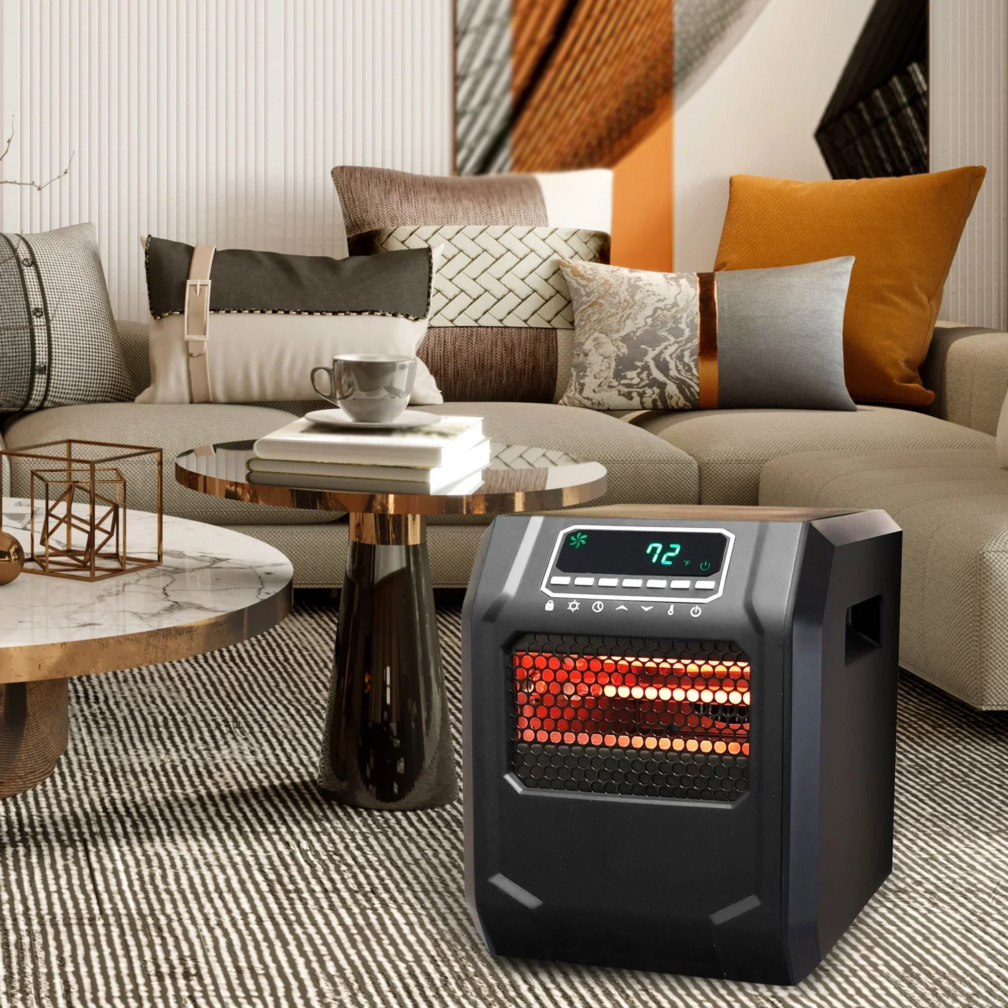 Lifesmart Infrared Quartz Space Heater, 4 Element 1500W, Black - Image 6