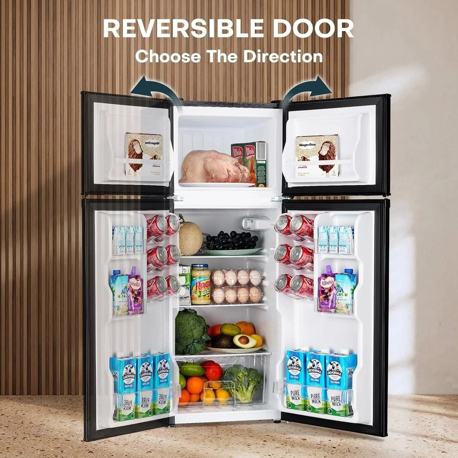 Upstreman 4.0 Cu.Ft Double Door Mini Fridge With Freezer, Black - BR401 - Image 5