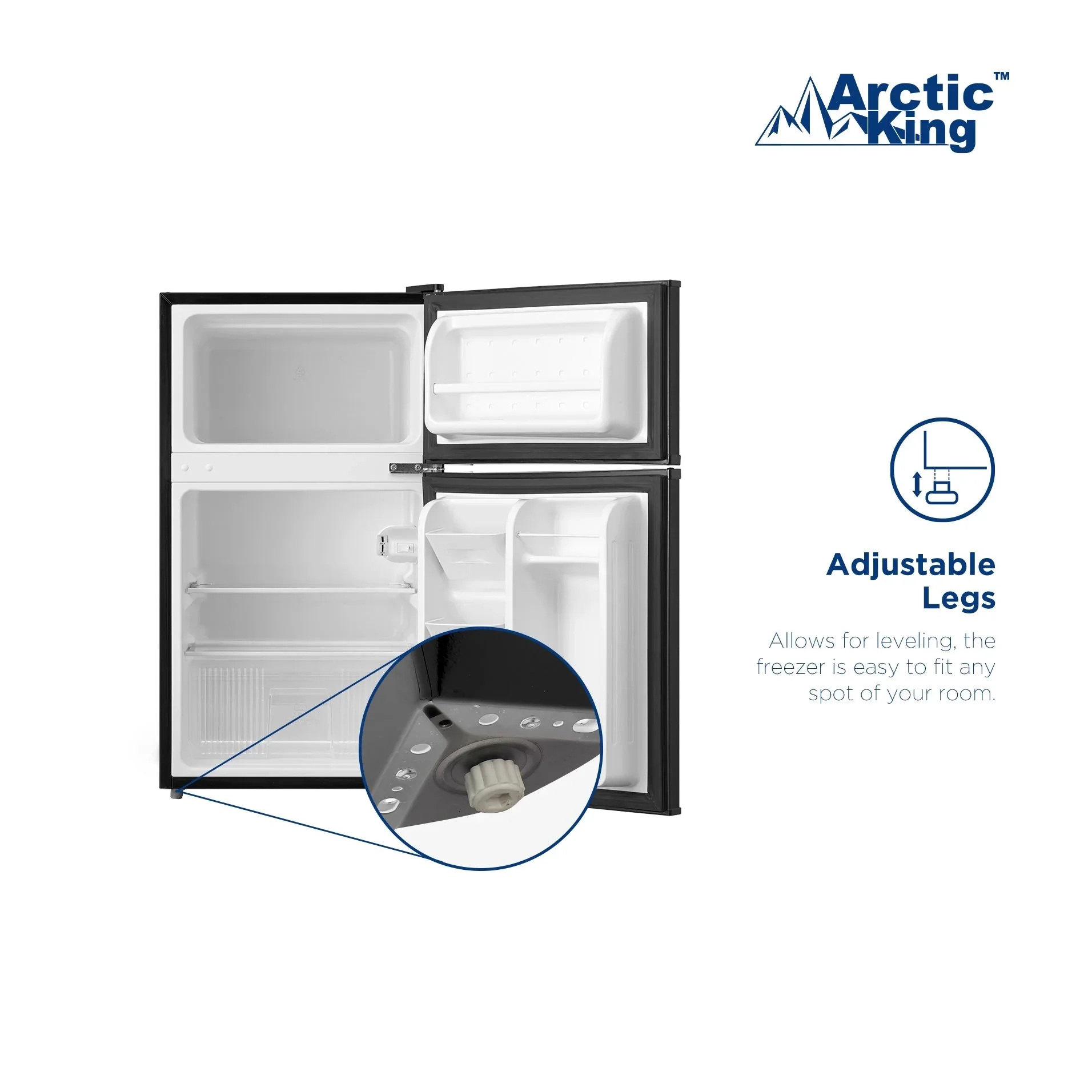 Arctic King Two-Door Mini Fridge With Freezer, 3.2 Cu ft, 18.5 in x 19.4 in x 33.3 in, Stainless Steel - E-Star - Image 26