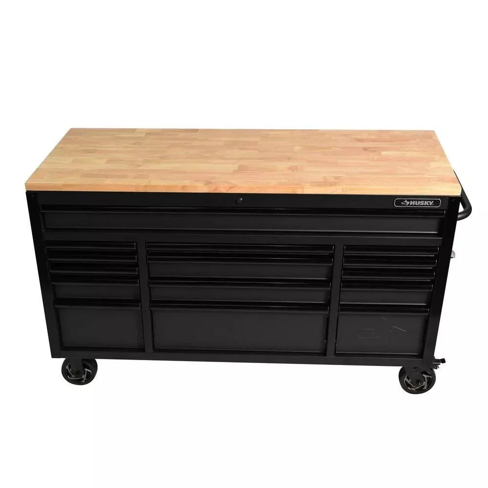 Heavy Duty 61 in. W x 23 in. D 15-Drawer Mobile Workbench with Solid Wood Top - Image 10