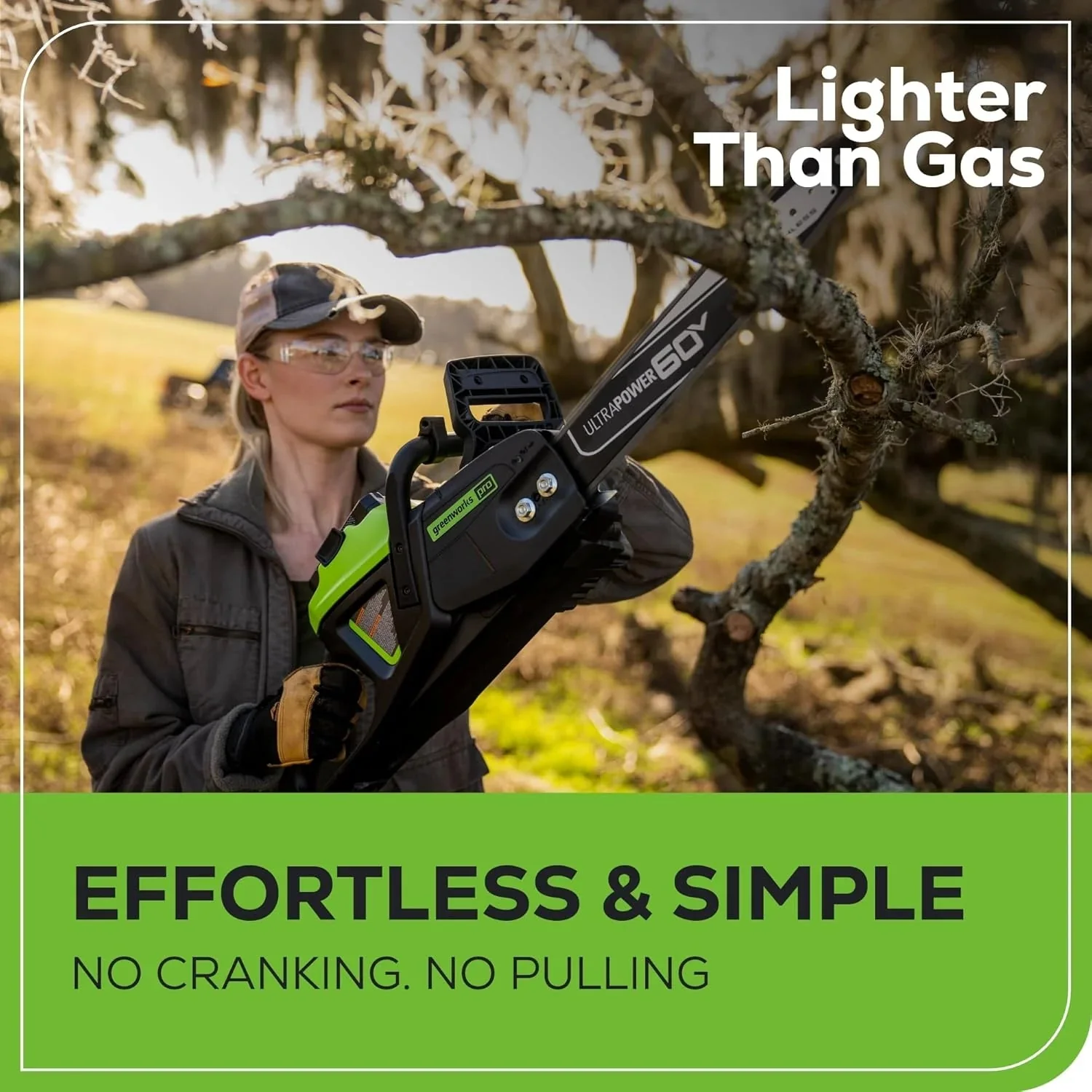 Greenworks 40V 16" Brushless Cordless Chainsaw, 4.0Ah Battery and Charger Included - Image 8