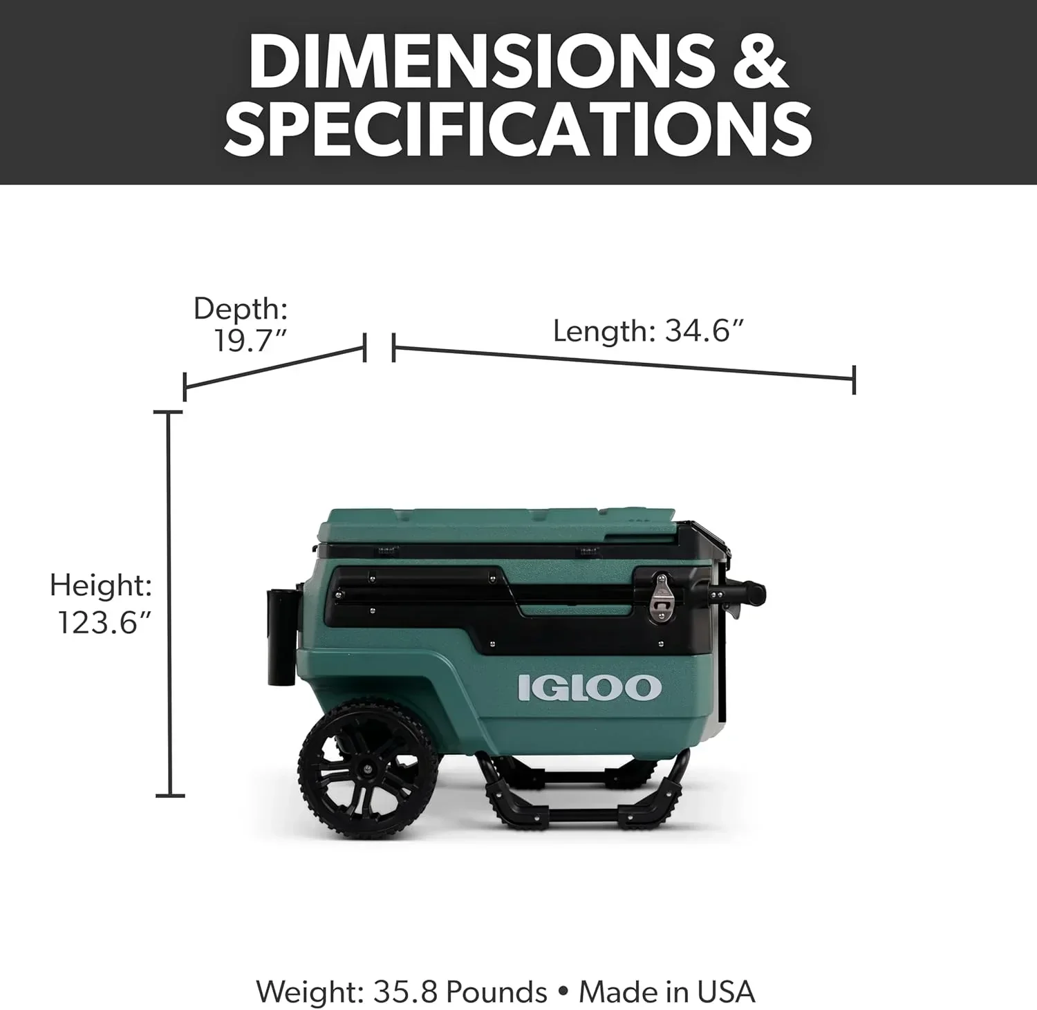 70Qt Wheeled Cooler Insulated Hard Shell Ice Chest - Image 12