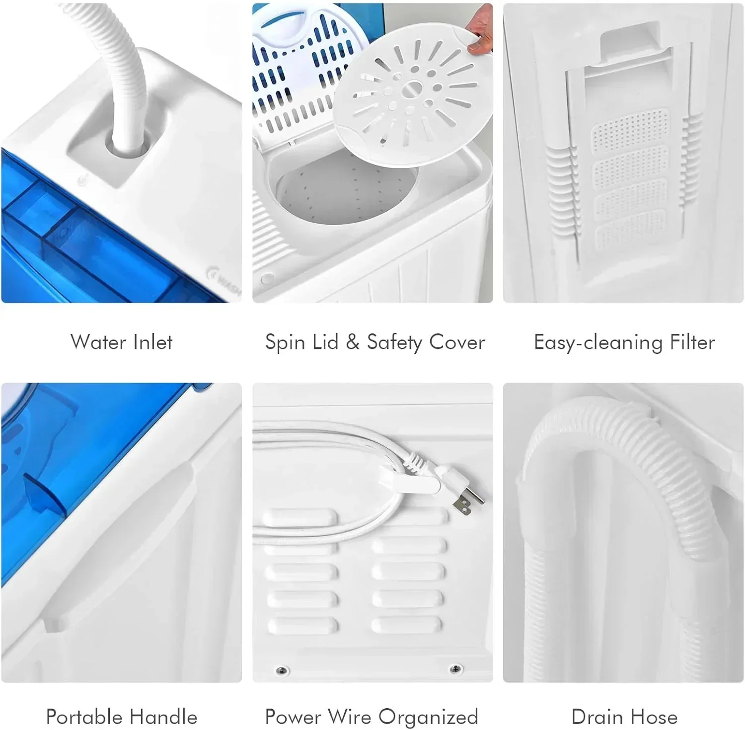 Costway Double Tub Washing Machine, 26 lb Capacity, 18 lb Wash, 8 lb Spin, Drain Pump - Image 16