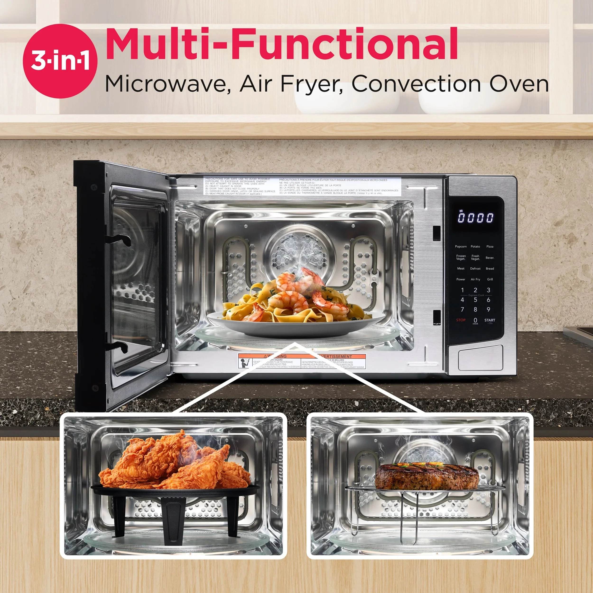 Frigidaire 3-In-1 Countertop Microwave Oven With Air Fryer And Convection, 1.1 Cu. Ft., Stainless Steel - Image 3