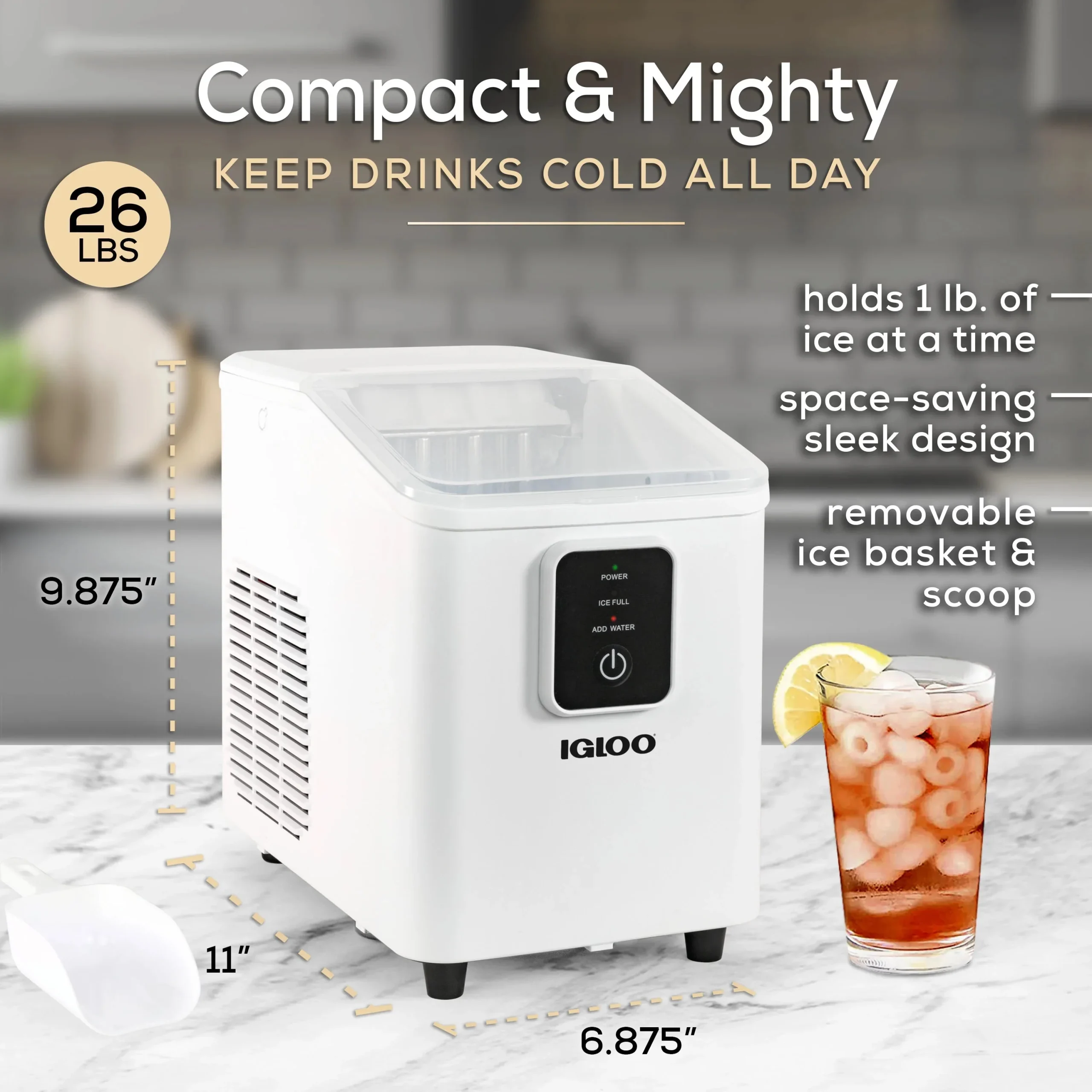 Igloo Self-Cleaning Countertop Ice Maker, 26 lbs. Per Day, 8 Pieces Every 7-8 Minutes, Aqua - Image 13