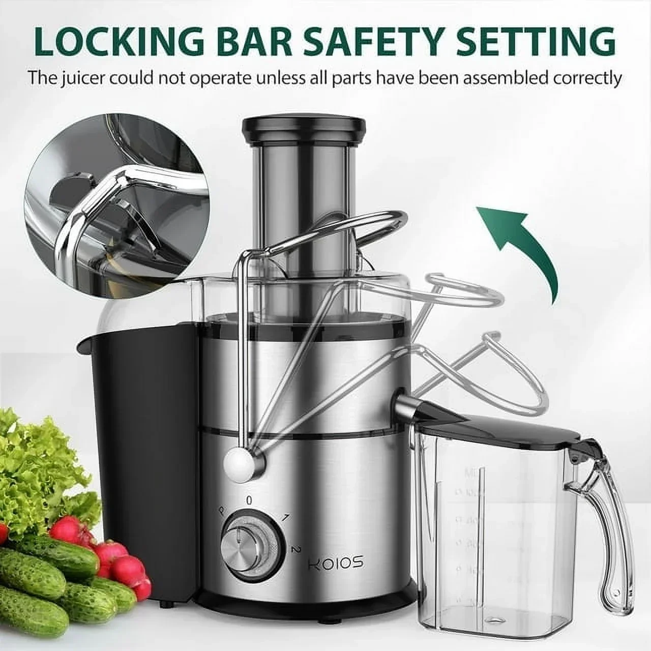 Centrifugal Juicer Machine 1100W, 3 in Feed Chute, BPA Free, Black - Image 4