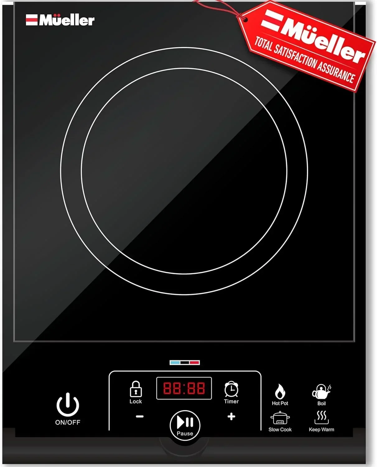 RapidTherm Portable Induction Cooktop Hot Plate, 1800W, 8 Temperature Levels