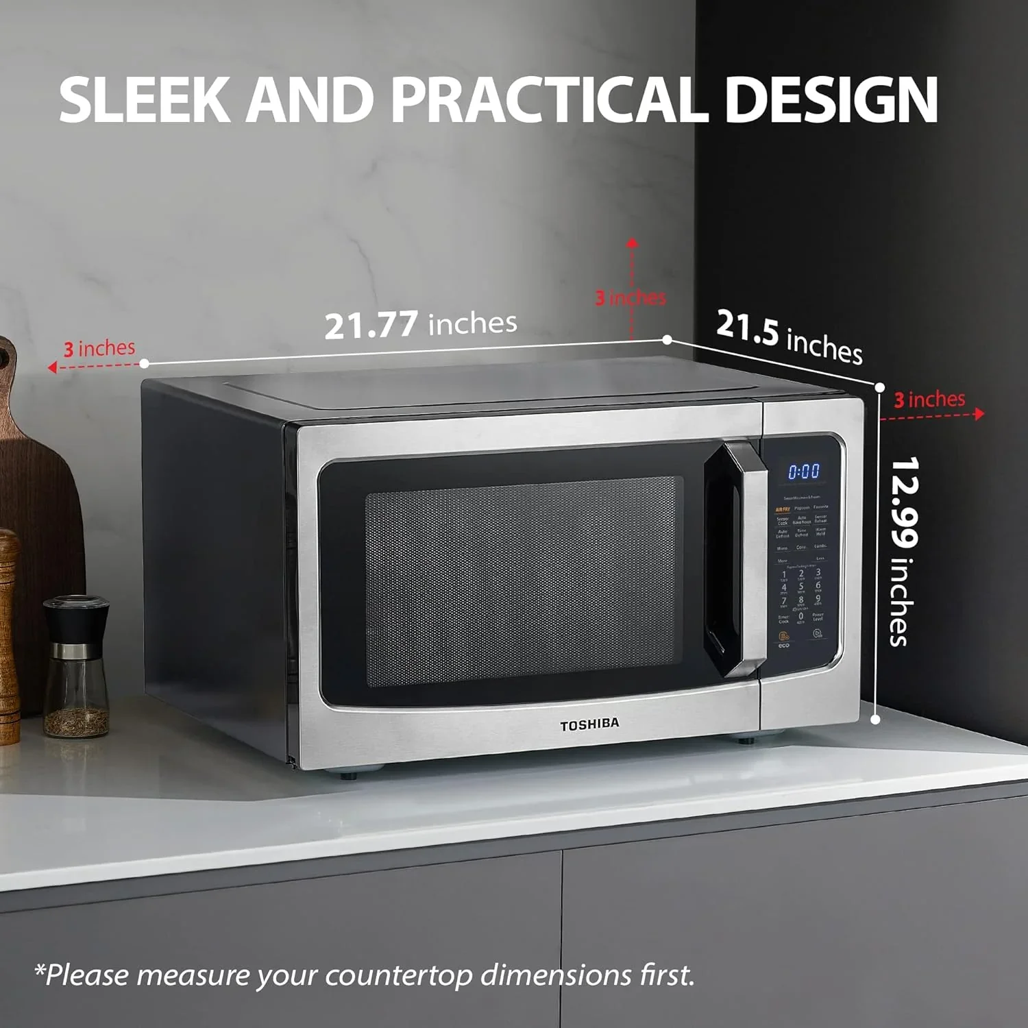 TOSHIBA 4-in-1 Countertop Microwave Oven, 1.5 Cu Ft, 1000W, Silver - ML-EC42P(SS) - Image 33