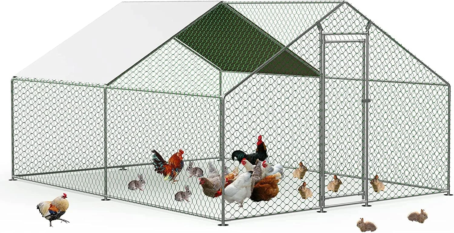 Metal Walk-In Chicken Run Cage With Cover, 10'L X 6.6'W X 6.56'H - Image 10