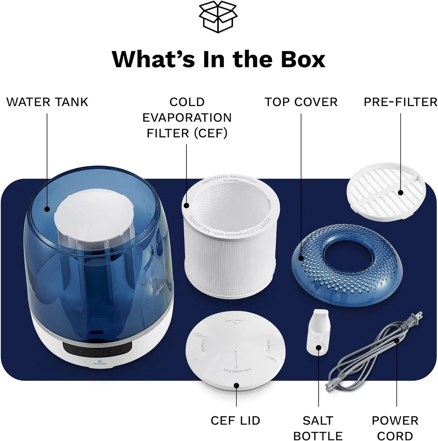 Bedroom Evaporative Humidifier, Humidifier and Air Purifier in One, with HOCL Generator, Mildew Remover, Pet Smoking Odor Eliminator, 538 Square Feet, Blue - Image 12