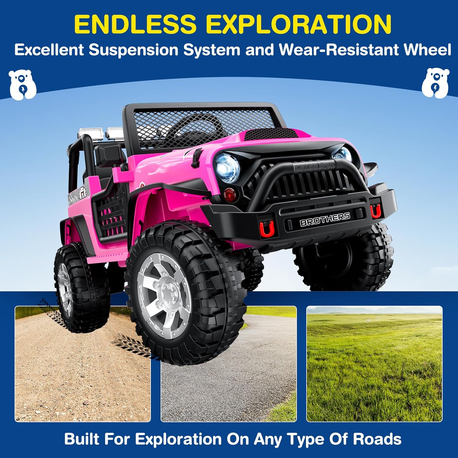 L8 Ride On Car 2 Seater 12V Kids Electric Car Remote Control 4-Wheel Suspension Bluetooth Speaker - Image 25