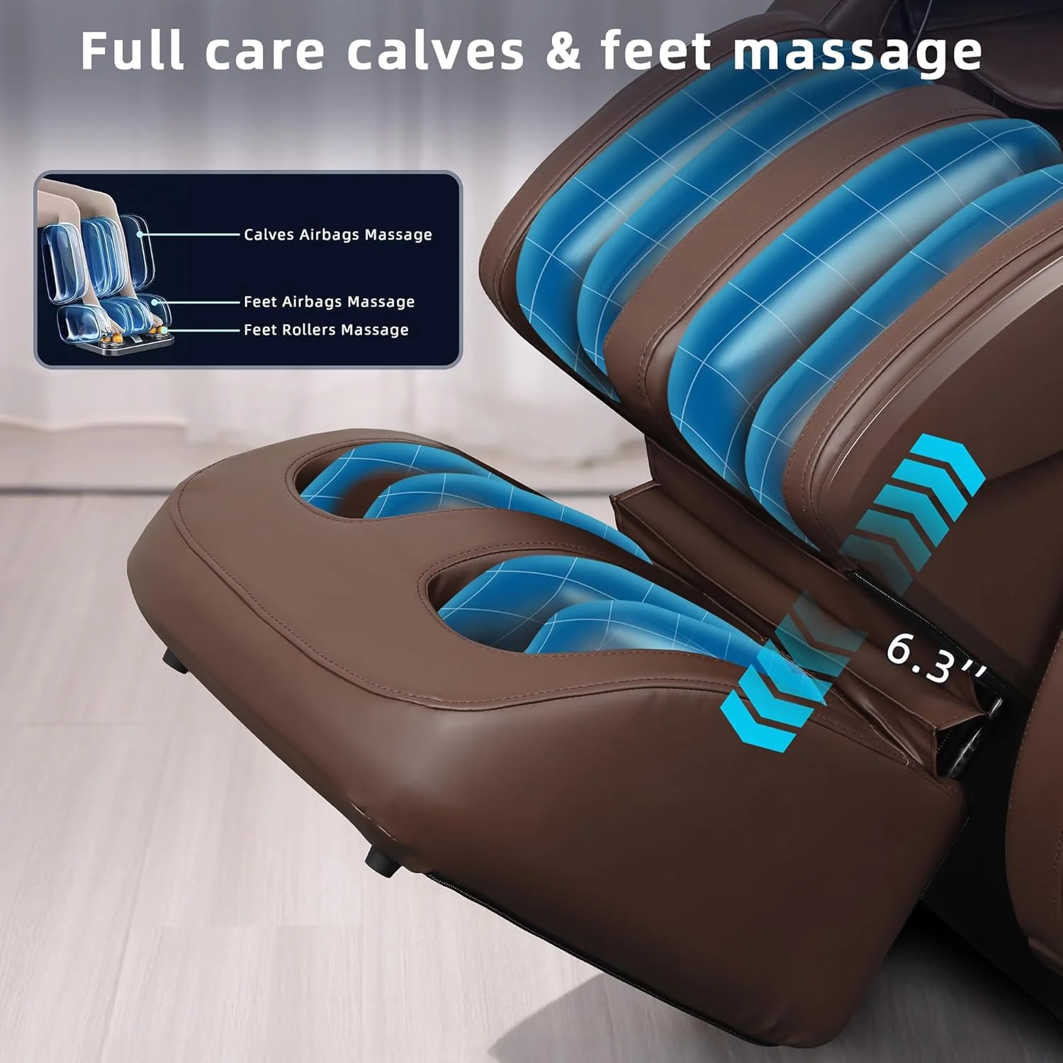 MYTHIA Full Body Zero Gravity Massage Chair With SL Track, Lumbar Heat, Foot Rollers And Bluetooth - A303C, Brown - Image 7