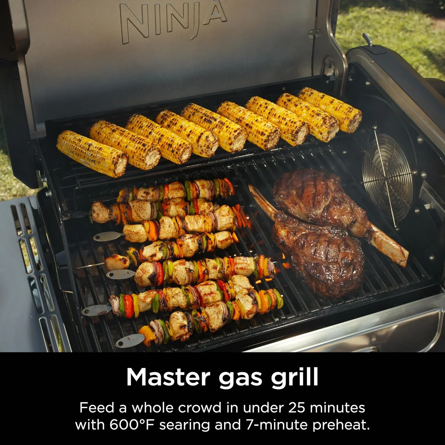 Ninja FlexFlame, Grill and Smoker, Electric and Propane Grill, Roaster, BBQ Grill, 5-in-1 Cooking System, 3 Burner, Digital Control, Outdoor Cooking, Griddle, Pizza Maker, Stainless Steel, PG301 - Image 13
