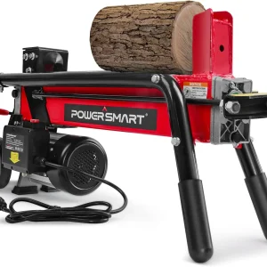 PowerSmart Electric Log Splitter 7-Ton - Efficient Wood Splitter with 3500 Motor Speed, 15 Amp, Horizontal Full Beam Design and Steel Wedge for Firewood & Kindling Cutting