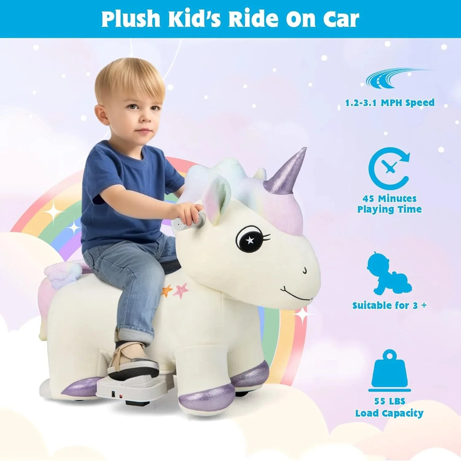 Kids Ride Unicorn, 6V Battery Powered Electric Animal Toy - Image 2