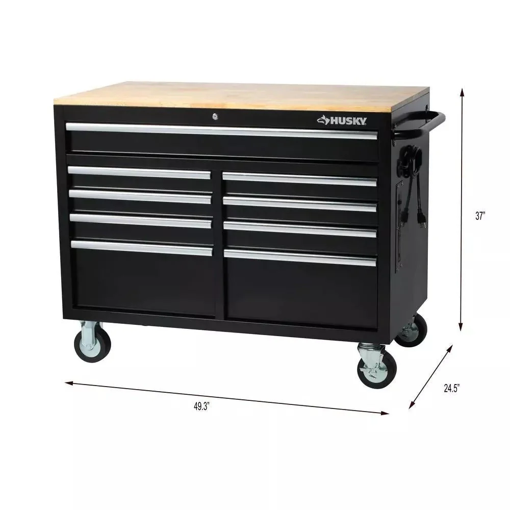 🔥46 in. W x 24 in. D 9-Drawer Gloss Black Deep Tool Chest Mobile Workbench - Image 6