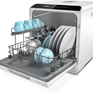Portable Countertop Dishwasher, 5-Liter Built-In Water Tank, Glass Door