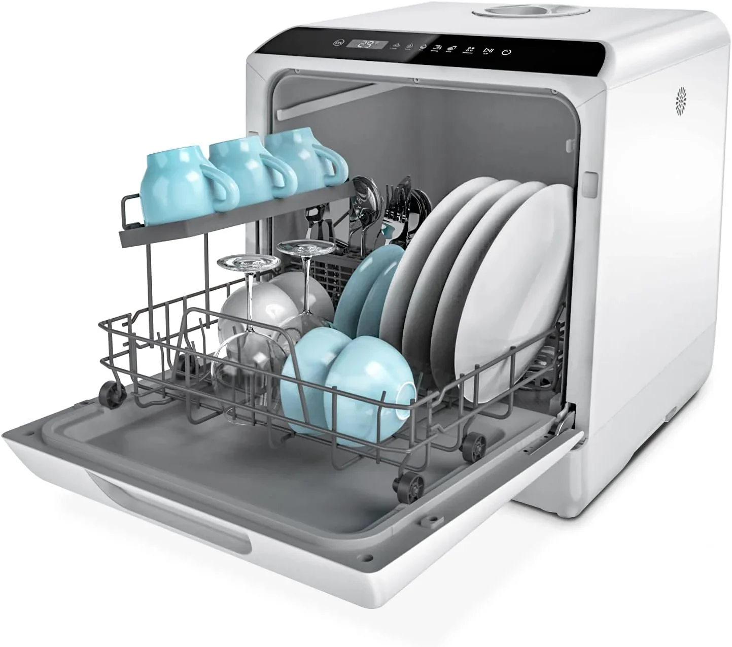 Portable Countertop Dishwasher, 5-Liter Built-In Water Tank, Glass Door