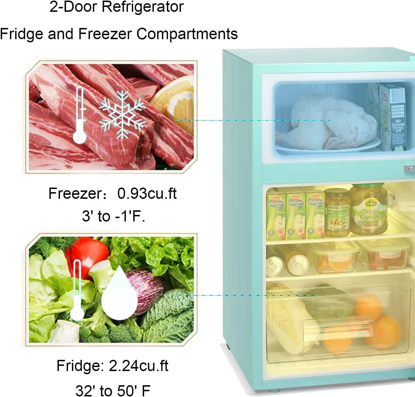 Antarctic Star Compact Mini Refrigerator 3.2 cu ft, Green - F90GR - Image 29