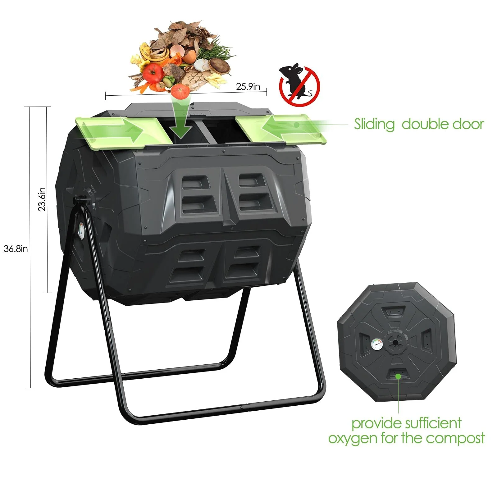 SQUEEZE master 43Gallon Large Compost Tumbler Bin - Image 4