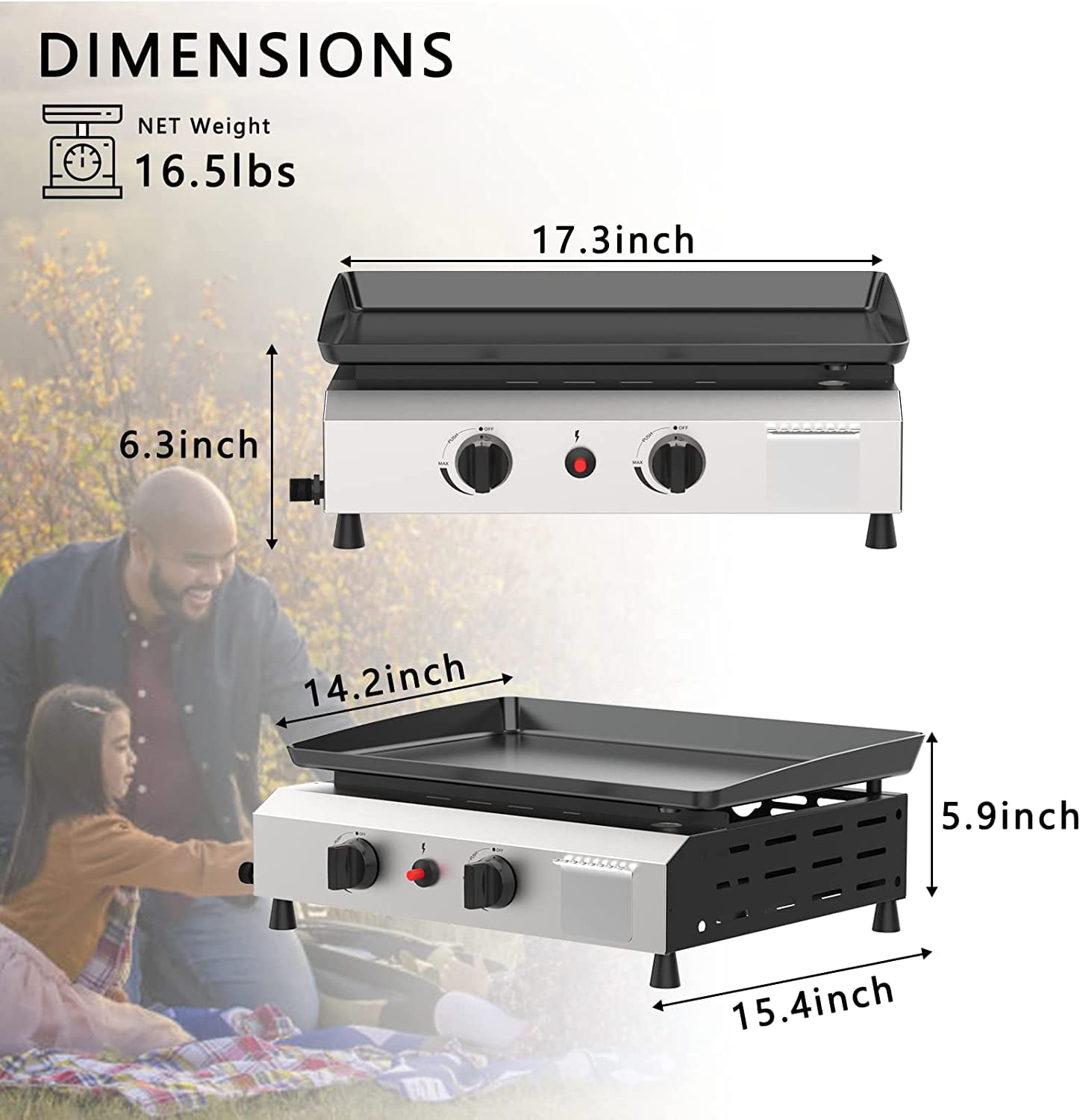 2/3/4 Burner Gas Griddle-Outdoor Propane Griddle-BTU Propane Fuelled. Portable Flat Top Gas Grill Camping Griddle Station with Side Shelves for Kitchen - Image 4