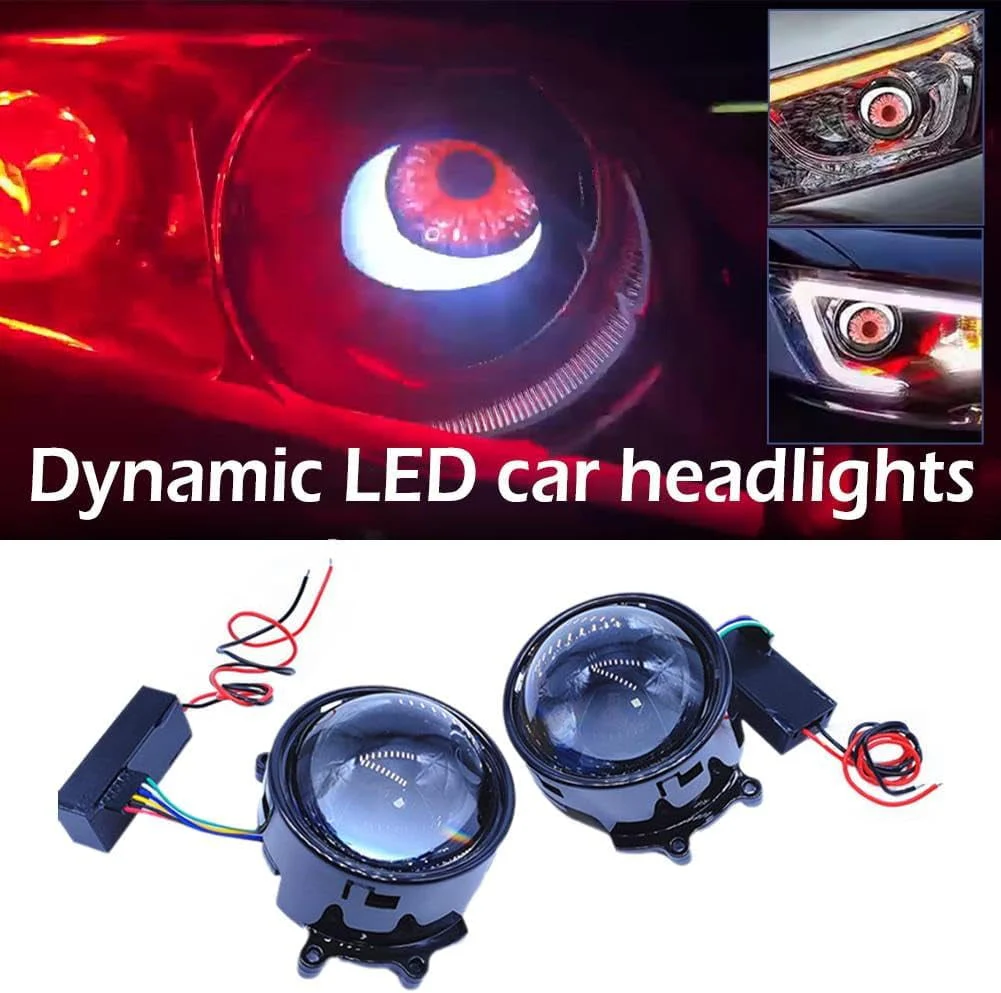 LED Demon Eyes Demon Eyes headlights, Dynamic Demon Eyes car headlights, adjustable eye pattern, mini projector lens light controlled by phone, suitable for any car - Image 3
