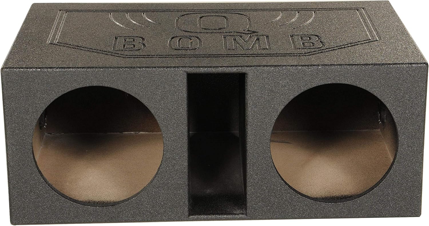 QPower QBOMB12VL Dual 12′′ Vented Subwoofer Box – Durable MDF, Black Rhino Liner Finish - Image 2