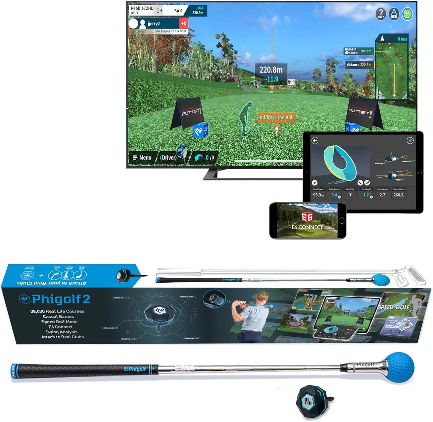 Home Golf Game Simulator: Enjoy Interactive Golf with Motion Sensor & Swing Stick for Indoor & Outdoor Fun 38,000+ Courses Worldwide, Compatible with Android, iOS, App & E6 Connect - Image 4