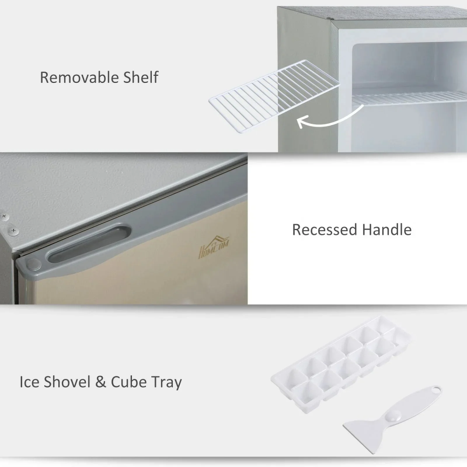 HOMCOM Countertop Upright Mini Freezer, 1.1 Cu.Ft, Gray - 05 - Image 7