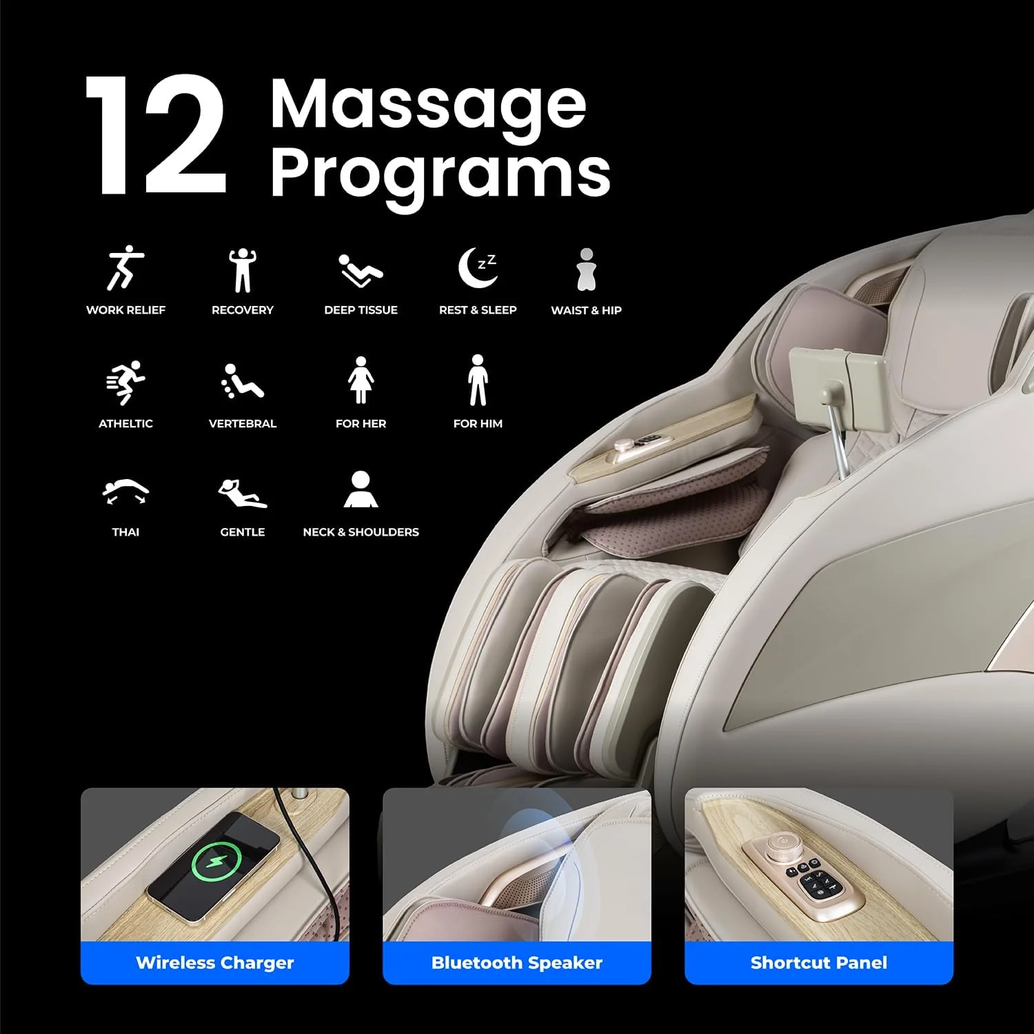 Titan Full Body Massage Chair With 4D Massage Roller, SL Track, 3 Stage Zero Gravity Reclining, Black - Pro 4D Endor - Image 5