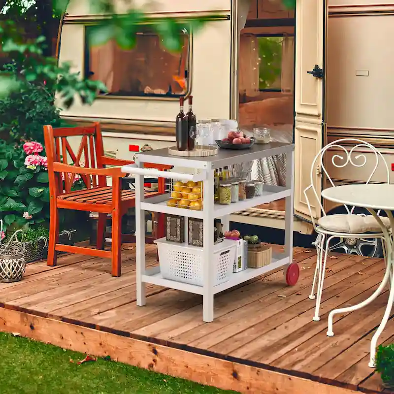 Portable Kitchen Island Grill Cart for Patios - Image 20