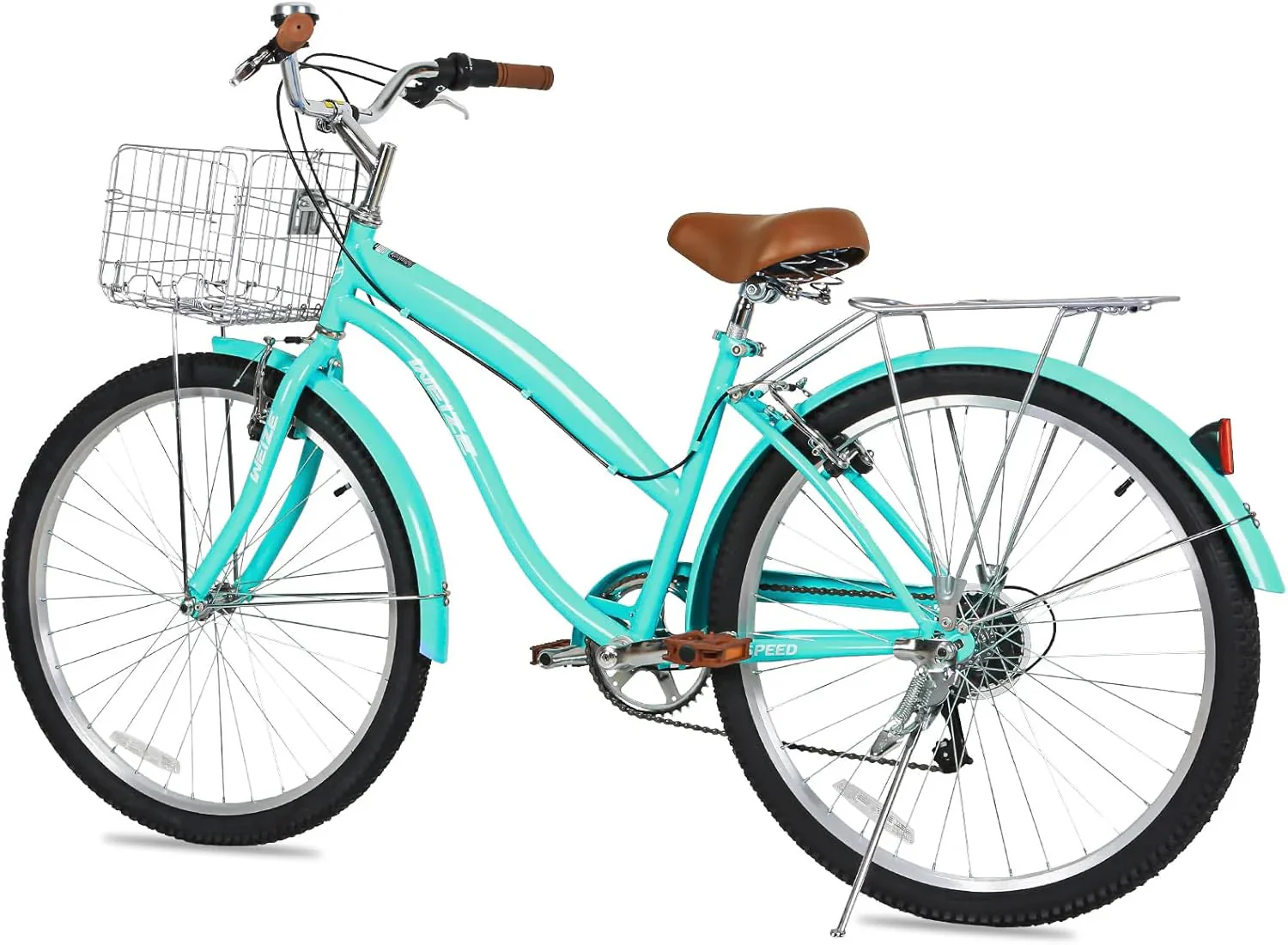 WEIZE Beach Cruiser Bike, 26 inch Commuter Bicycle for Adult Men and Women, 7-Speed/High-Carbon Steel/Front & Rear Fenders, Comfortable City Bikes with Rear Rack or Basket, Ergonomic Upright Design - Image 22
