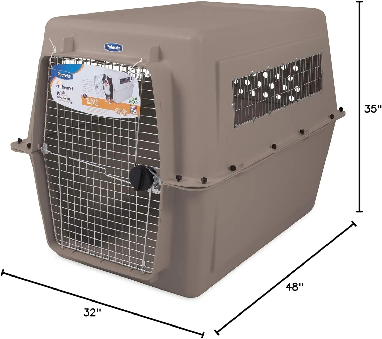 Petmate Ultra Vari Dog Travel Kennel, 48 in Long, 90 to 125 lbs - Taupe Black - Image 24