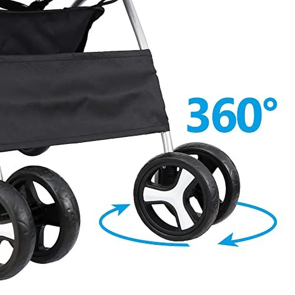 BBBuy 4-Wheel Foldable Pet Stroller, 33 Pounds, Black - Image 5