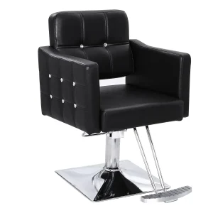 OmySalon Hydraulic Barber Chair, Black - 19.3 Inch Wide, 330Lbs Capacity