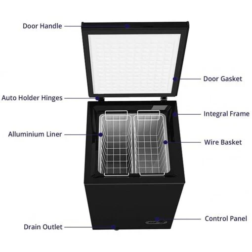 Northair Chest Freezer, 3.5 Cu Ft, 2 Removable Baskets, Black - Image 8