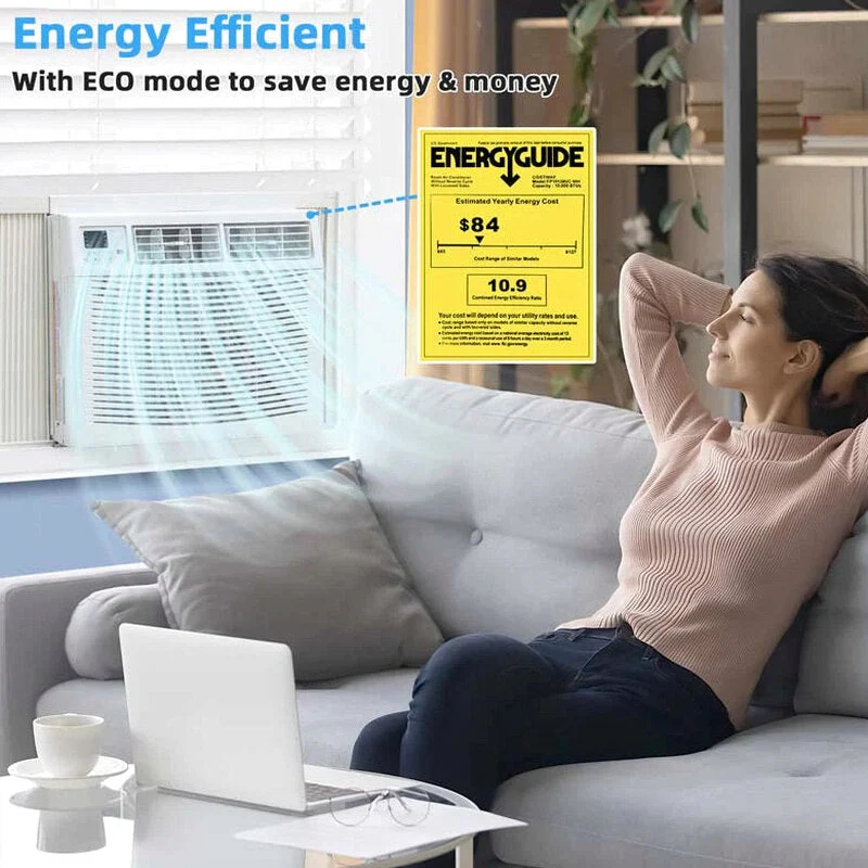 10000 BTU Quiet Window Air Conditioner With Remote, Eco Mode And Dehumidifier - Image 7