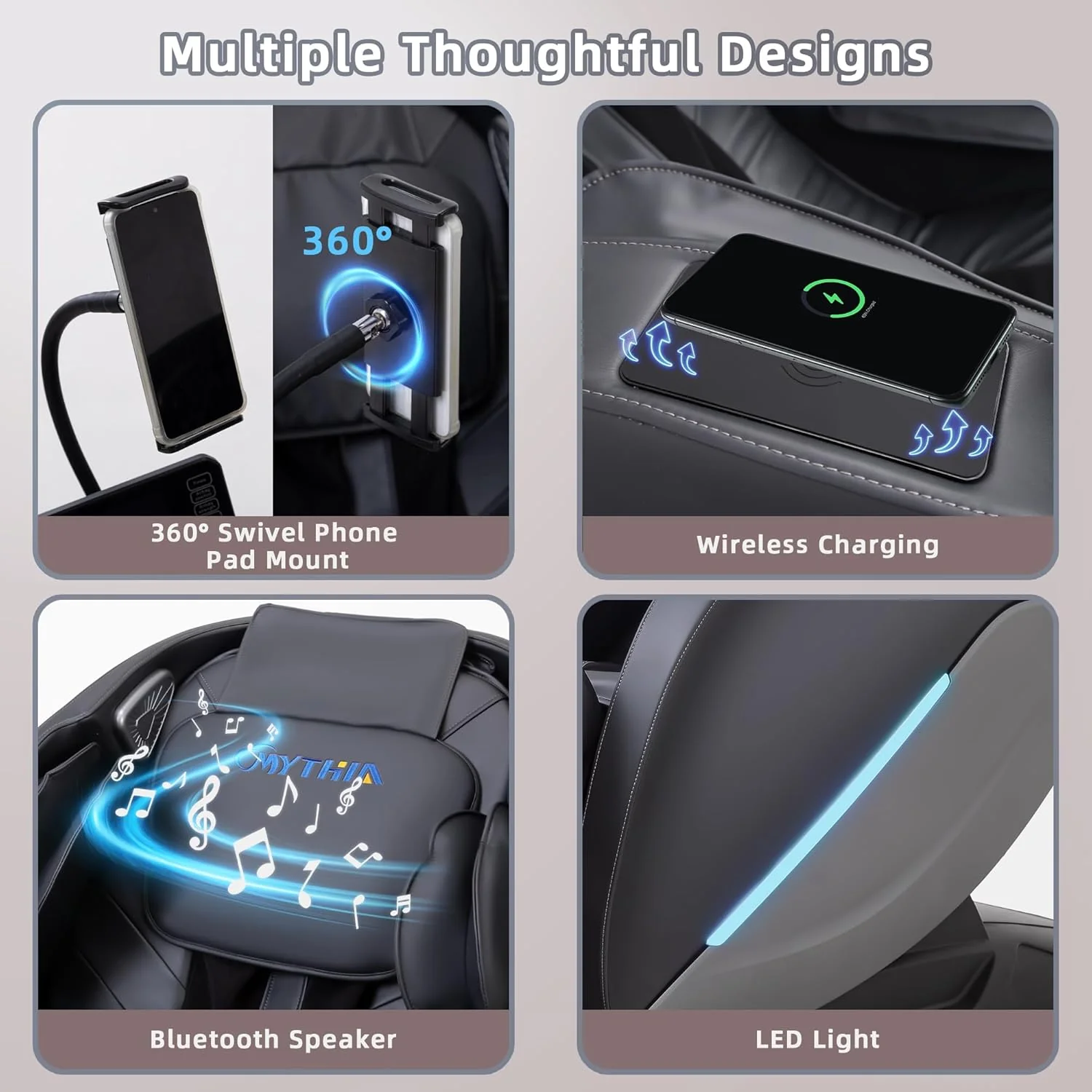 MYTHIA Full Body Zero Gravity Massage Chair With SL Track, 12 Auto Modes - A303C - Image 8