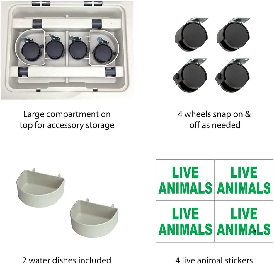 SportPet Designs Plastic Airline Approved Rolling Dog Kennel With Wire Door, XXX-Large, Gray, 48in L x 32in W x 36in H - Image 15