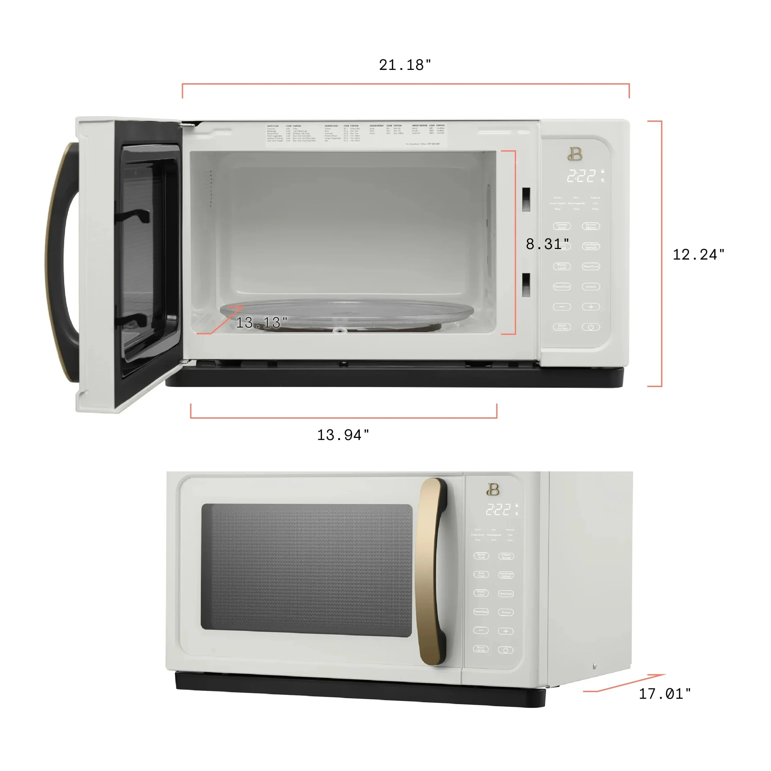 Beautiful 1.1 Cu ft 1000 Watt Sensor Microwave Oven, White Icing - BFCMS811WEST10 - Image 4