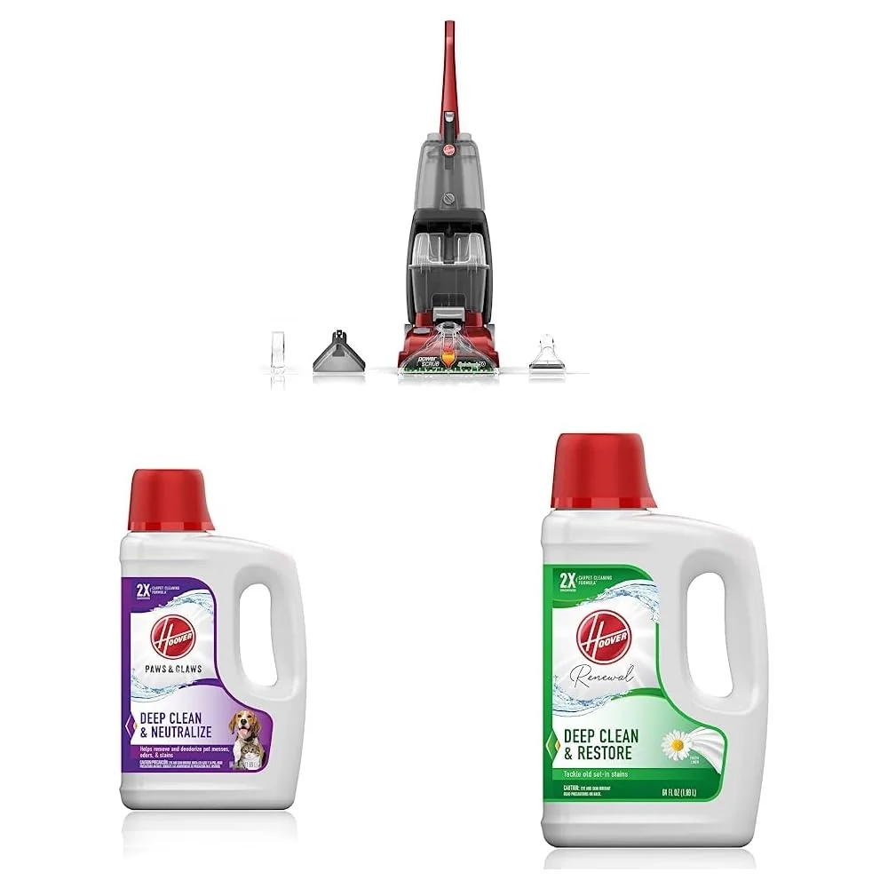 Hoover Power Scrub Deluxe Carpet Cleaner Machine With Two 64oz Solutions - FH50150V, AH30925, AH30924