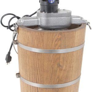6-Quart White Oak Tub Ice Cream Maker With Electric Motor