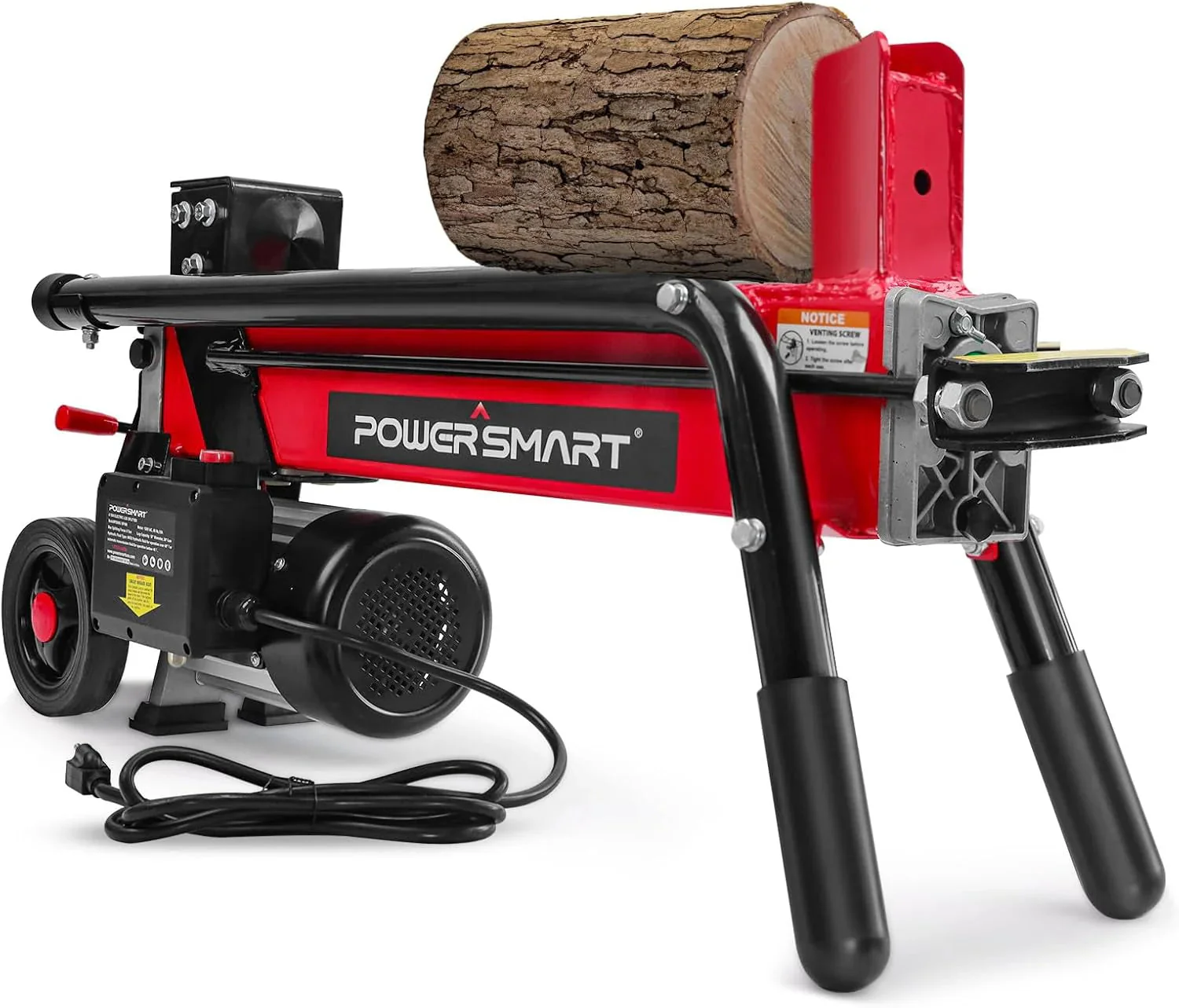 PowerSmart Electric Log Splitter 7-Ton - Efficient Wood Splitter with 3500 Motor Speed, 15 Amp, Horizontal Full Beam Design and Steel Wedge for Firewood & Kindling Cutting - Image 2