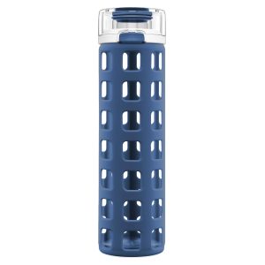 Ello Syndicate BPA-Free Glass Water Bottle with Flip Lid, Bold Blue, 20 oz.
