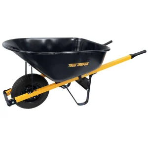 2025 True Temper R6STFFEC 6 cu. ft. Barrow in a Box Steel Wheelbarrow with Never Flat Tire and Steel Handles
