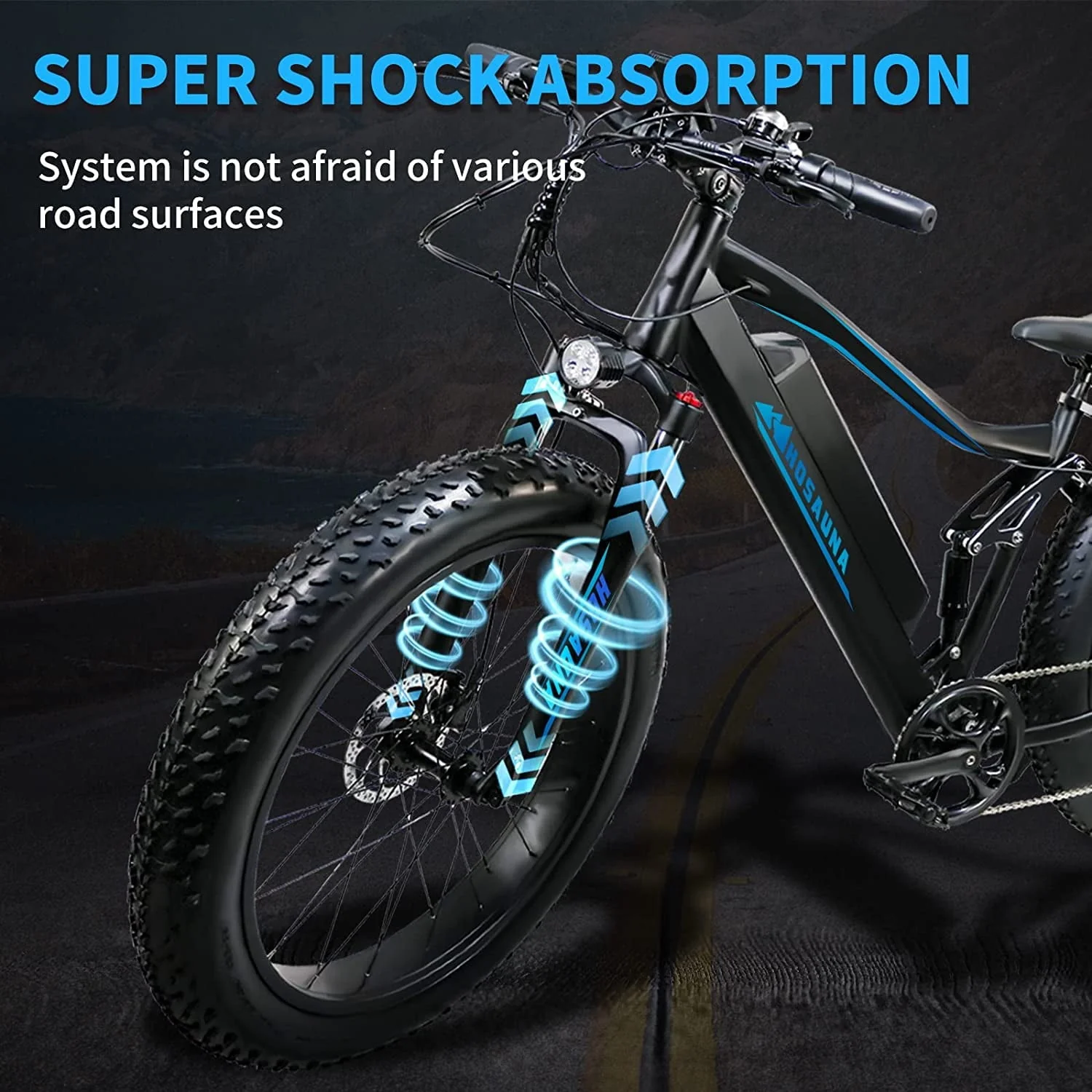 Electric Bike Electric Mountain Bike 500W Ebike26'' Fat Tire Ebike, 28+MPH Adults Ebike with Removable 48V 15ah Battery, Shimano 6 - Speed Black - Image 3