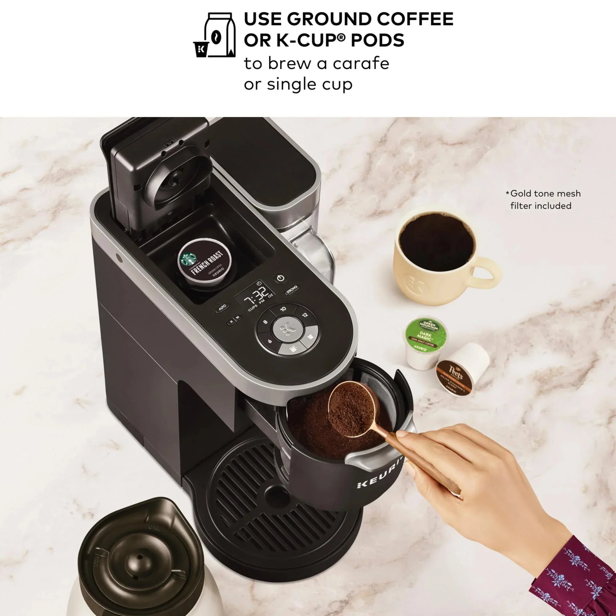 Keurig Single Serve & Carafe Coffee Maker, 60 oz Water Reservoir, 12-Cup Thermal Carafe - K-Duo Plus - Image 14