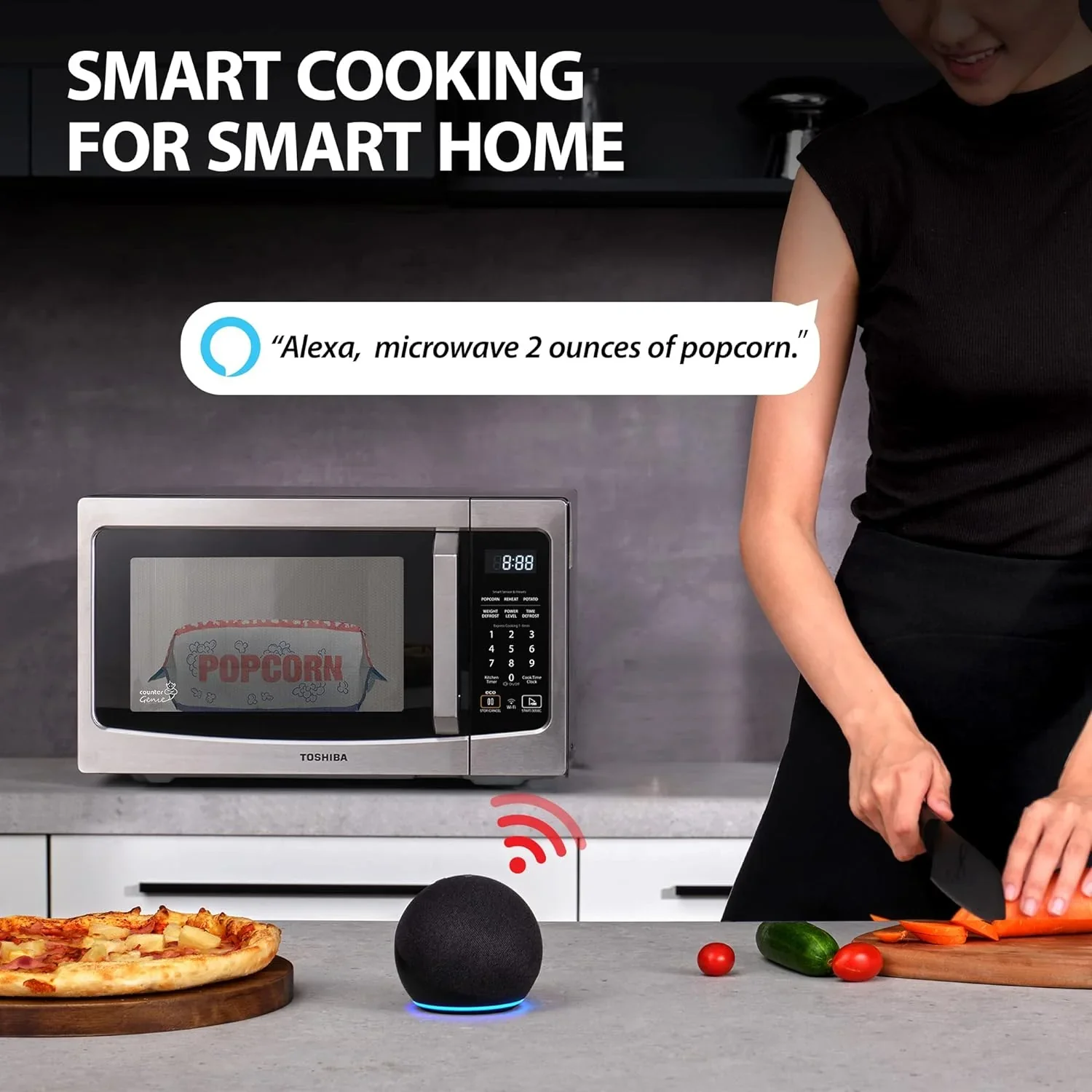 TOSHIBA 4-in-1 Countertop Microwave Oven, 1.5 Cu Ft, 1000W, Silver - ML-EC42P(SS) - Image 6
