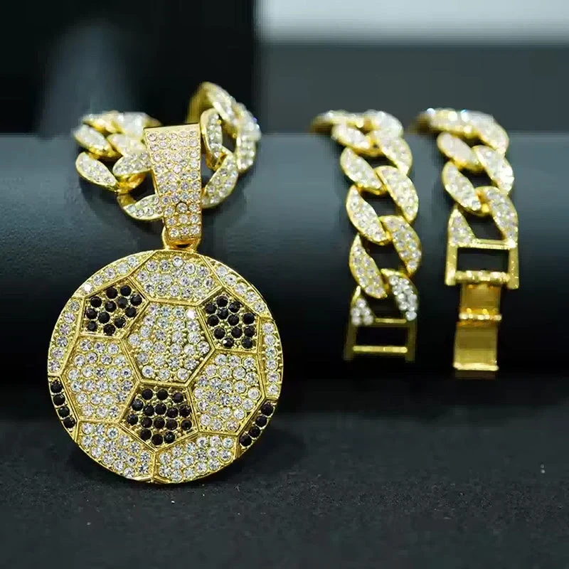 13mm Football Pendant Necklace With 20in Cuban Link Chain And CZ - Image 8