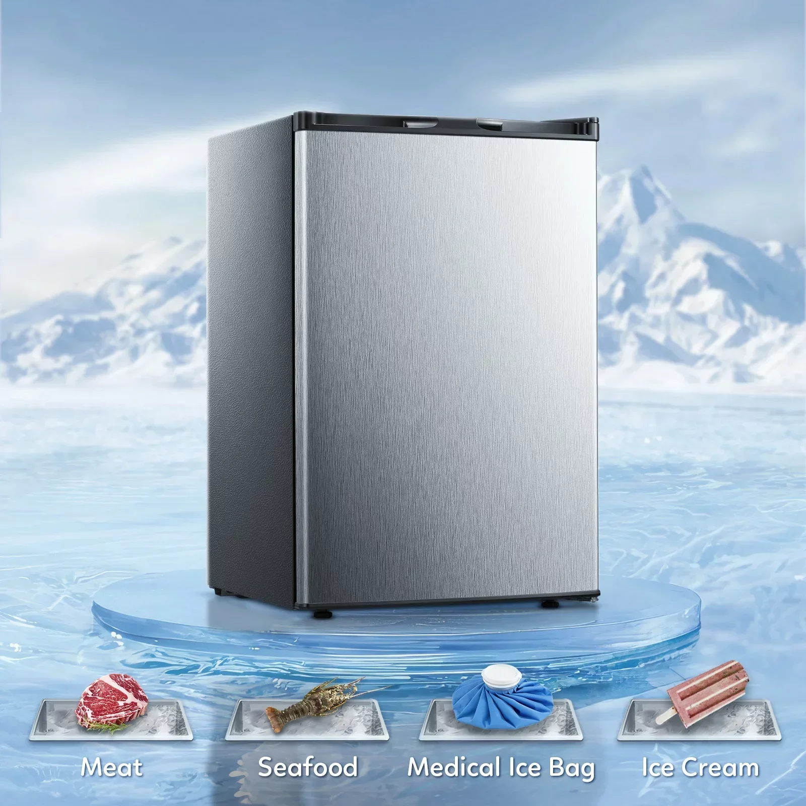 Auseo Countertop Mini Freezer, 3.0 Cu.ft, Silver - Image 3